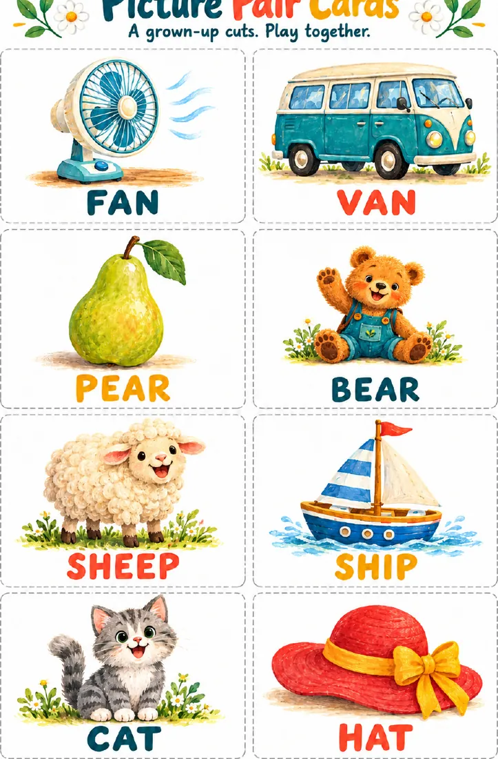 Picture Pair Cards to cut out